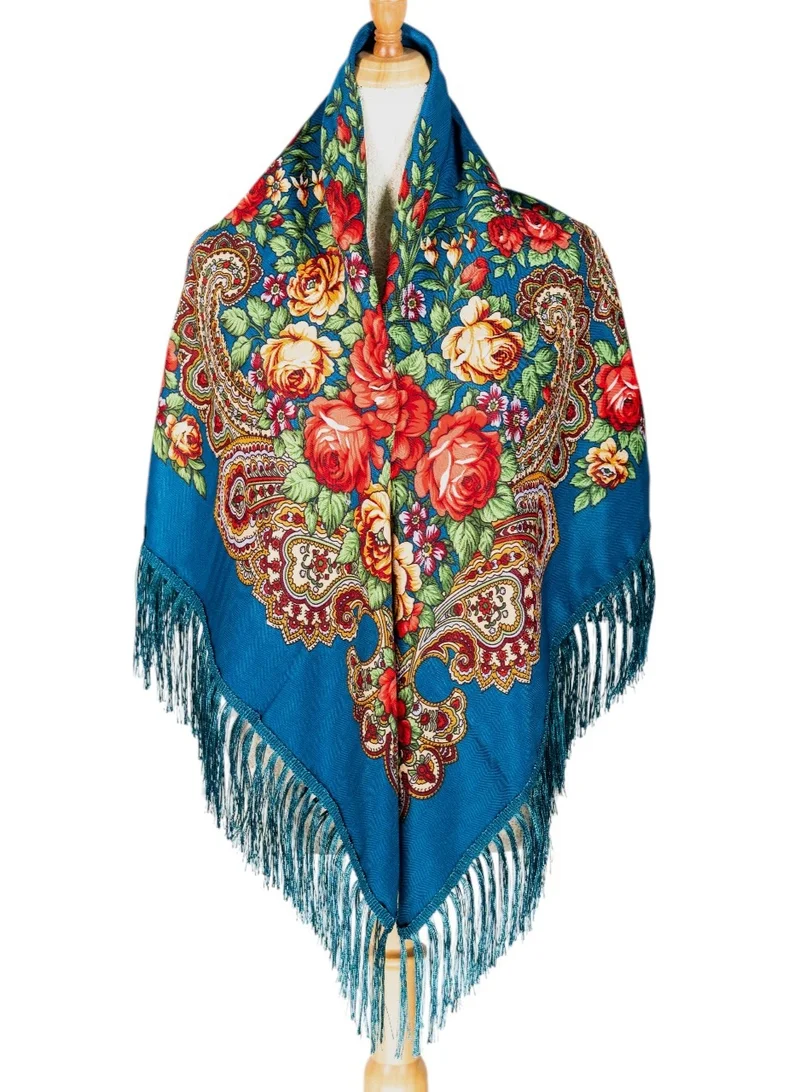 بيداني شال فولك أزرق ليلي